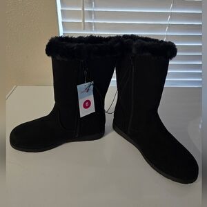 Cat & Jack Nina Youth Girl's Zipper Slip-On Boots, Size 5, Black